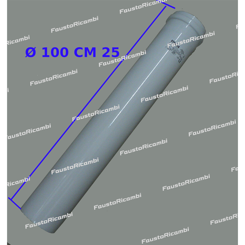 TUBO CM 25 MF Ø 100 ALLUMINIO BIANCO STABILA CALDAIA STUFA A LEGNA PELLET