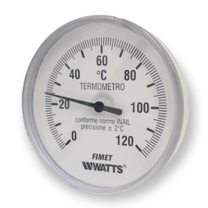TERMOMETRO POSTERIORE 0 - 120 °C Ø 80 mm CON POZZETTO 1/2 CM 5 FIMET