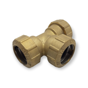 BRASS TEE FITTING POLYETHYLENE PIPE Ø 32 T-JUNCTION WITH METAL RING