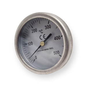 BIMETALLIC OVEN THERMOMETER 52 MM 0+500°C REAR STEM 50 MM WITH SPRING