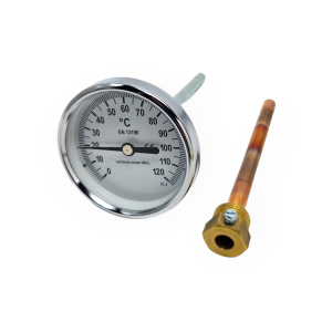 THERMOMETER 0-120°C WITH WELL Ø1/2 150 MM REAR DIAL Ø 80 MM