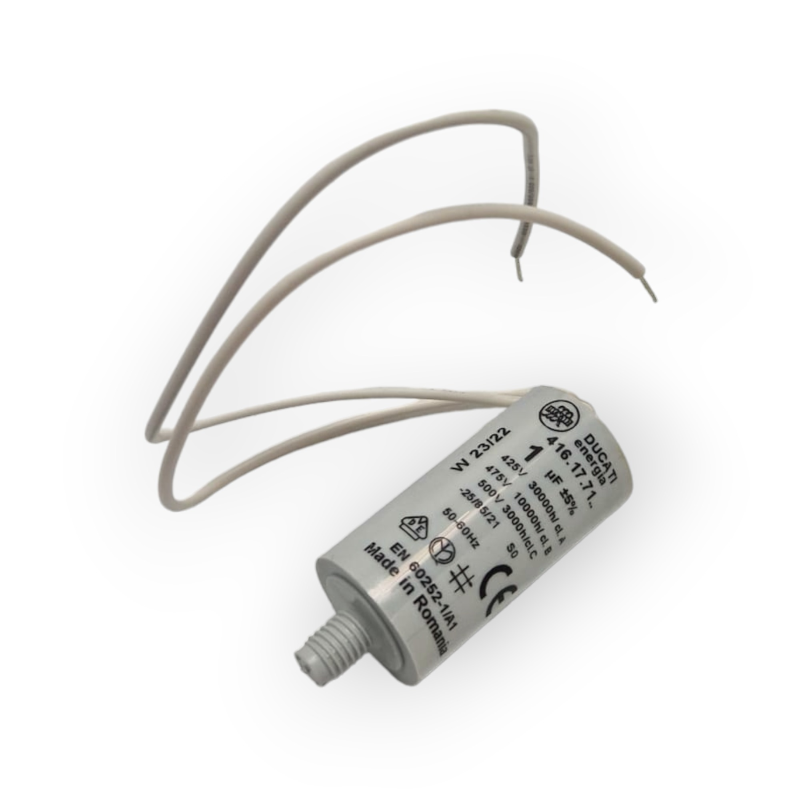 CONDENSATEUR DUCATI 1UF 416.17.71 106FC0002 AVEC CÂBLES ET VIS DE FIXATION Ø 6MM