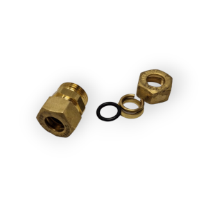 RACCORDO RAME 10x10 INTERMEDIO MECCANICO ORING STRINGERE MANICOTTO TUBO DOPPIO