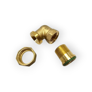 BOCCHETTONE CURVO SQUADRO Ø 1"1/2 11/2 CONICO RACCORDO 3 PEZZI OTTONE 