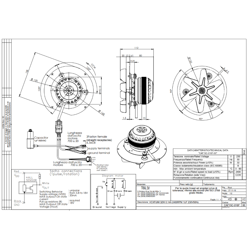 MOTEUR DE VENTILATEUR CAF15C-016F COMPATIBLE AVEC EBM R2E150-AN91-50 ECOFIT 2RECA3 POÊLE À GRANULÉS