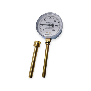 TERMOMETRO RADIALE Ø 80MM 0-120°C CON POZZETTO 1/2 LUNGO 10 CM