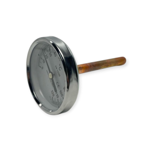 TERMOMETRO BIMETALLICO Ø 80 POSTERIORE 0-120°C 1/2" 100 MM POZZETTO IN OTTONE