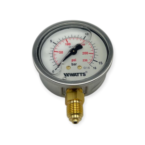 MANOMETRO Ø 63 0-16 BAR RADIALE 1/4" BAGNO DI GLICERINA PER GAS ACQUA CASSA INOX