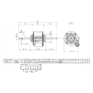 K48412MO2432 MOTORE BIALBERO 230V DI RICAMBIO PER VENTILCONVETTORE