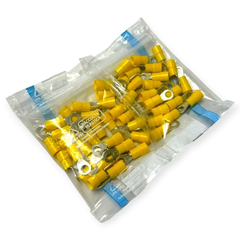 BMM 00325 TERMINAL DE ANILLO 6 MM² V5 AMARILLO PREAISLADO PARA CABLE ELÉCTRICO