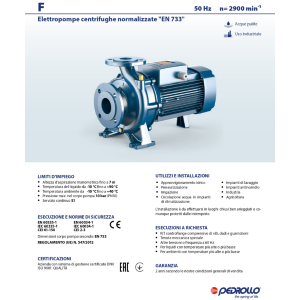 PEDROLLO F 100/250B ELETTROPOMPA POMPA MONOBLOCCO PER ACQUA TRIFASE 55 KW 75 HP