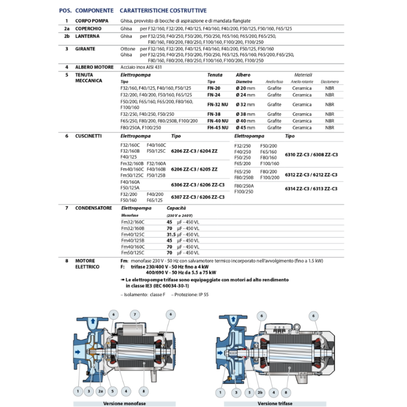 PEDROLLO F 100/250B ELETTROPOMPA POMPA MONOBLOCCO PER ACQUA TRIFASE 55 KW 75 HP