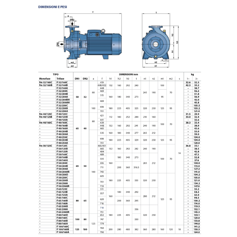PEDROLLO F 100/250B ELETTROPOMPA POMPA MONOBLOCCO PER ACQUA TRIFASE 55 KW 75 HP