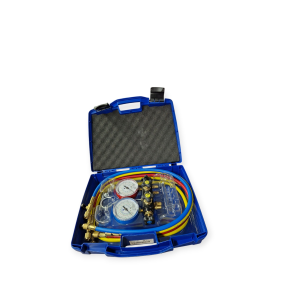 WIGAM KGM4VR22 KIT MANOMETRICO 4 VIE Ø80 PER FRIGORISTA CON TUBI FLESSIBILI E VALIGETTA