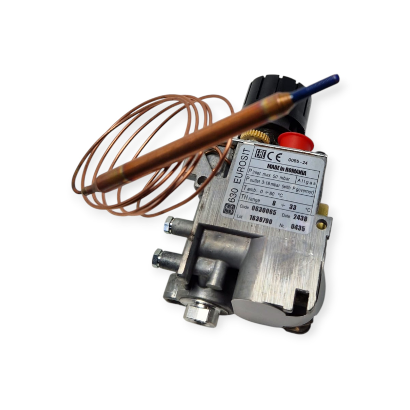 SIT EUROSIT 0630065 VÁLVULA DE GAS TERMOSTÁTICA 630 CON SONDA DE SEGURIDAD REPUESTO PARA ESTUFA O CALENTADOR DE AGUA A GAS
