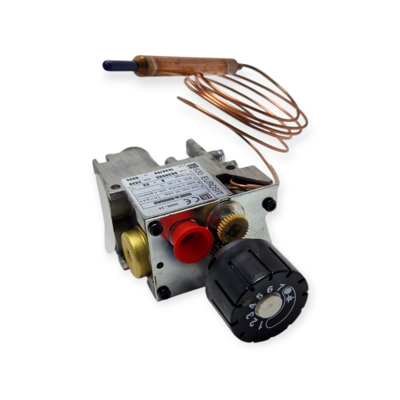 SIT EUROSIT 0630065 VÁLVULA DE GAS TERMOSTÁTICA 630 CON SONDA DE SEGURIDAD REPUESTO PARA ESTUFA O CALENTADOR DE AGUA A GAS
