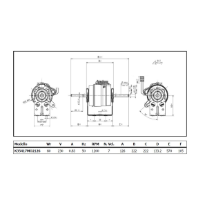 MOTORE FAN COIL BIALBERO K35417MO1316 K35417MO2126 VENTILCONVETTORE 2 ALBERI