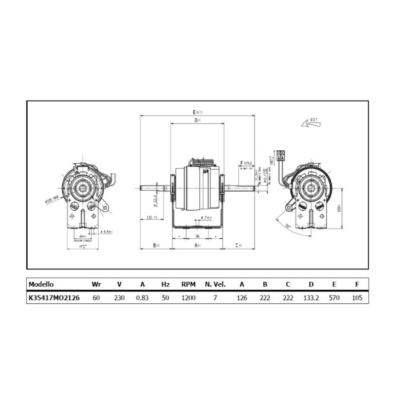 MOTORE FAN COIL BIALBERO K35417MO1316 K35417MO2126 VENTILCONVETTORE 2 ALBERI
