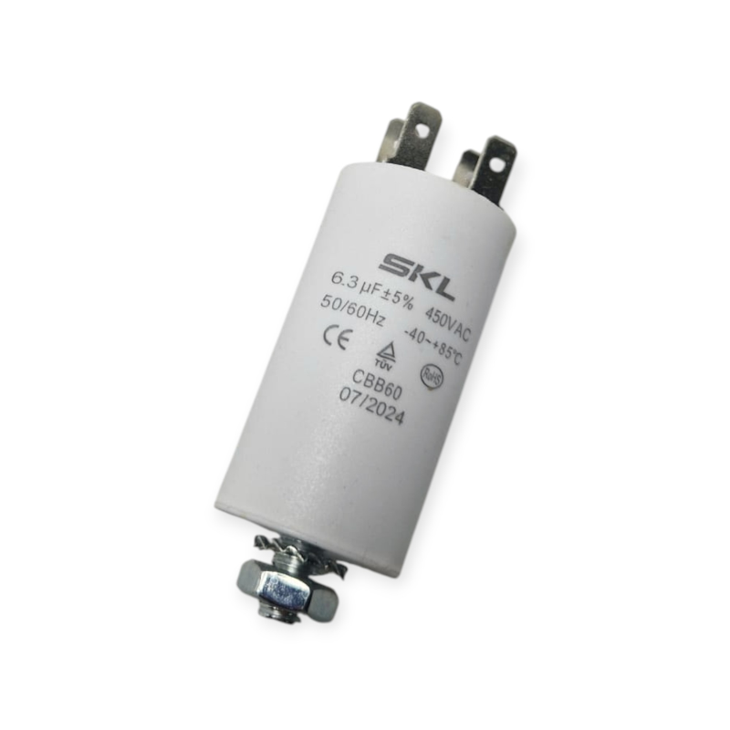 CONDENSATORE 6,3 µF 450V AC SKL AVVIAMENTO MOTORE PER CALDAIA E STUFA  