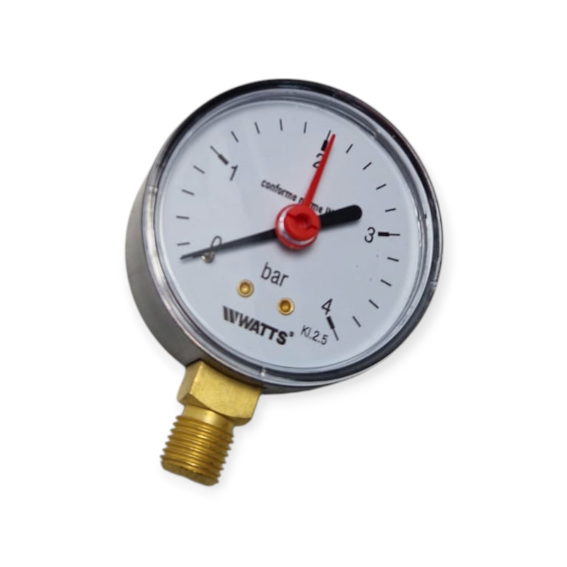 WATTS FIMET MANÓMETRO RADIAL Ø 63 0–4 BAR CONEXIÓN 1/4 PARA PRESIÓN DE AUTOCLAVE
