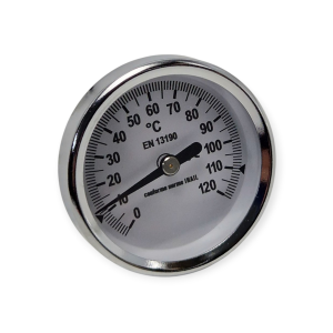 TERMOMETRO BIMETALLICO POSTERIORE Ø 60 MM 0–120 °C CON POZZETTO 1/2  