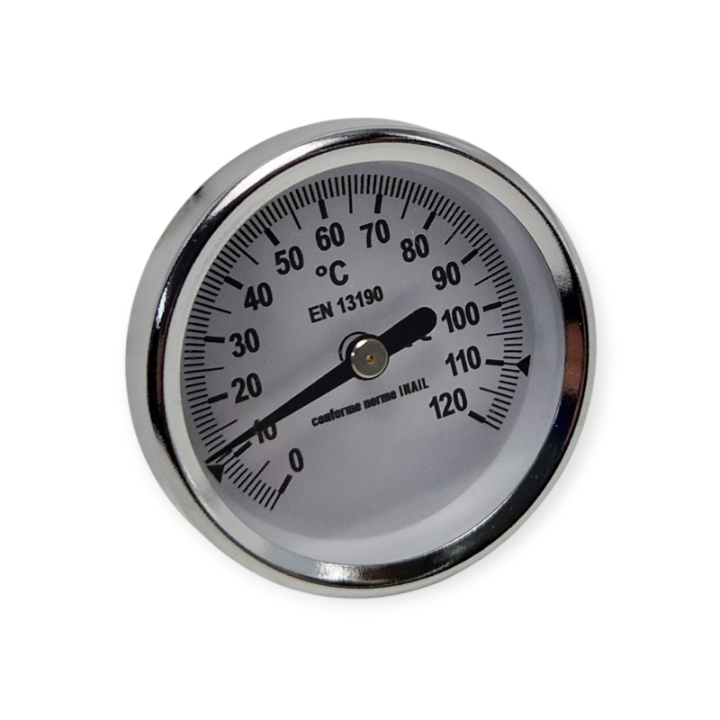 TERMOMETRO BIMETALLICO POSTERIORE Ø 60 MM 0–120 °C CON POZZETTO 1/2  