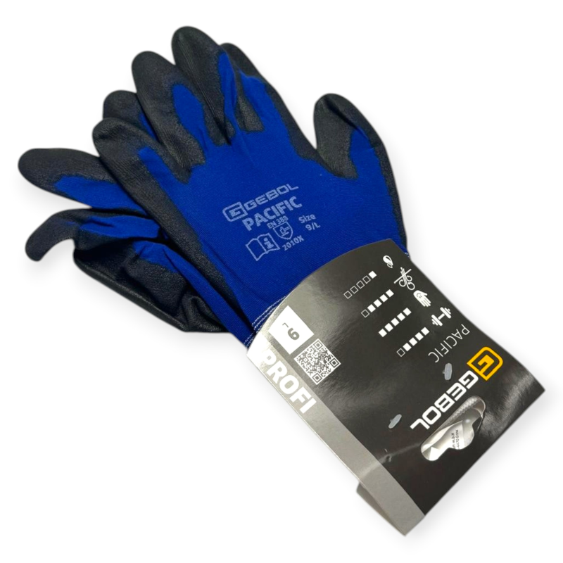 GEBOL PACIFIC GUANTI DA LAVORO TAGLIA 9 EN 388 CAT II NYLON POLIURETANO ANTISCIVOLO