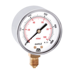 Manometro a Membrana Watts MP1-63 0-2500 mmH2O 0-250 mbar Ø63 mm Attacco Radiale G1/4"B