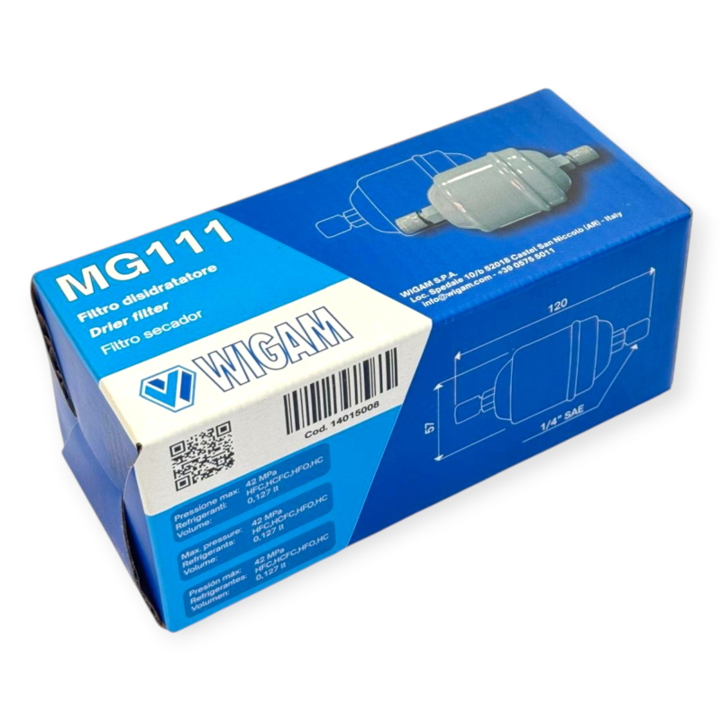 WIGAM MG111 14015008 FILTRO DISIDRATATORE 1/4" SAE M-M PER REFRIGERAZIONE