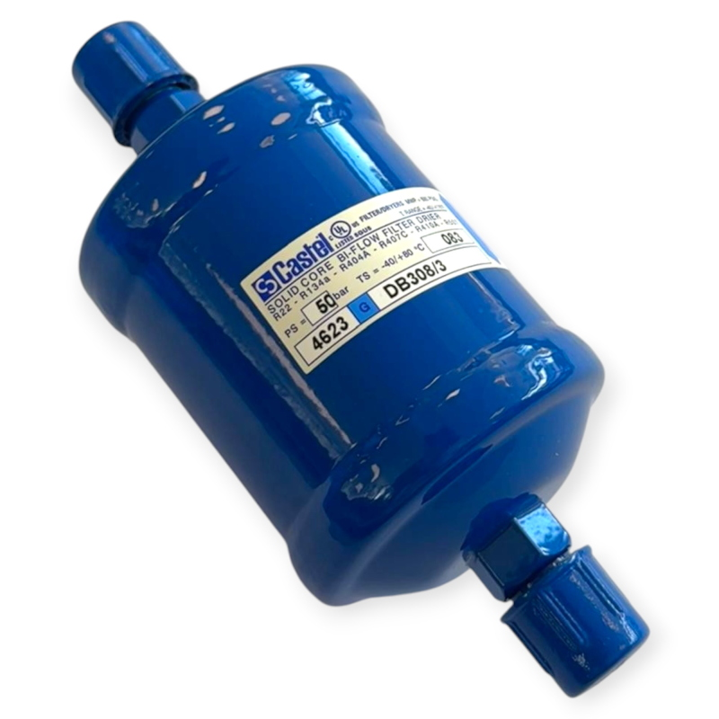 CASTEL DB308/3 FILTRO DEIDRATATORE BIFLUSSO SOLID CORE 3/8" SAE PER REFRIGERAZIONE