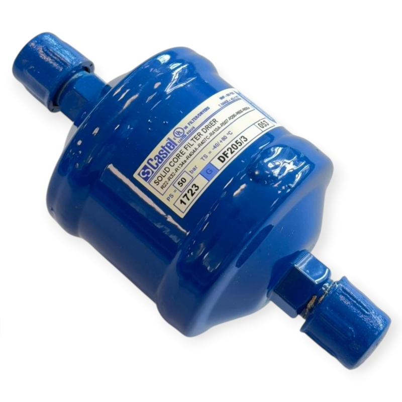 CASTEL DF205/3 FILTRO DEIDRATATORE ANTIACIDO SOLID CORE 3/8" SAE FLARE PER REFRIGERAZIONE
