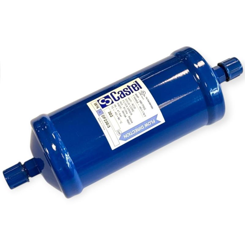 CASTEL DF230/3 FILTRE DÉSHYDRATEUR ANTI-ACIDE SOLID CORE 3/8" SAE FLARE POUR RÉFRIGÉRATION