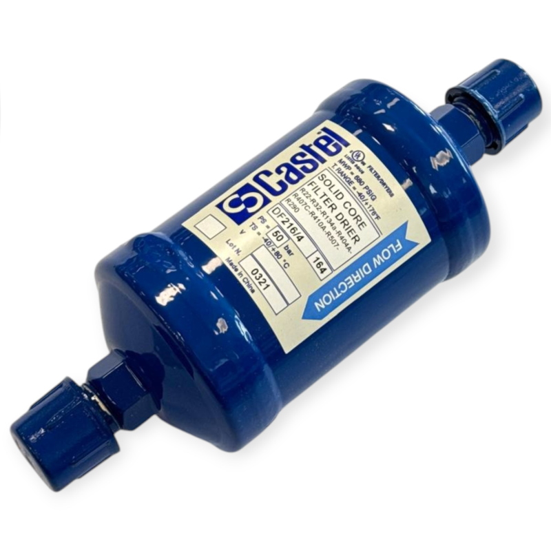 CASTEL DF216/4 FILTRE DÉSHYDRATEUR ANTI-ACIDE SOLID CORE 1/2" SAE FLARE POUR RÉFRIGÉRATION