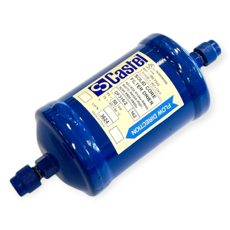 CASTEL DF316/2 FILTRE DÉSHYDRATEUR À CARTOUCHE SOLIDE 1/4" SAE FLARE POUR RÉFRIGÉRATION