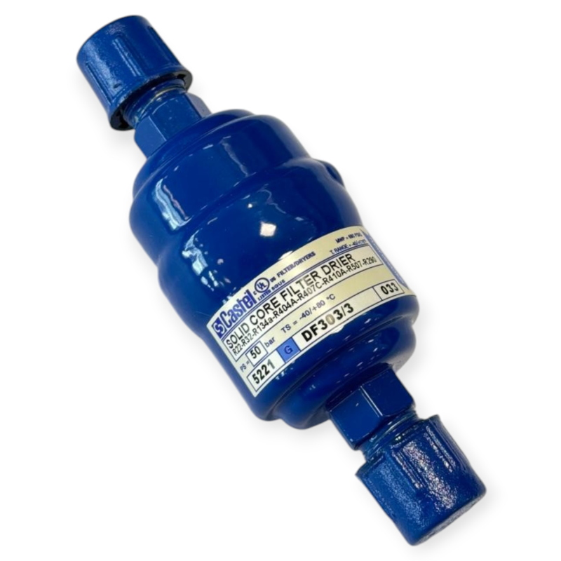 CASTEL DF303/3 FILTRE DÉSHYDRATEUR À CARTOUCHE SOLIDE 3/8" SAE FLARE POUR RÉFRIGÉRATION