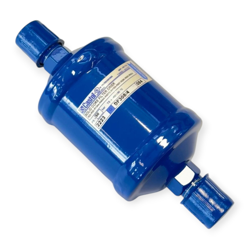 CASTEL DF308/4 FILTRE DÉSHYDRATEUR À CARTOUCHE SOLIDE 1/2" SAE FLARE 50 BAR POUR RÉFRIGÉRATION