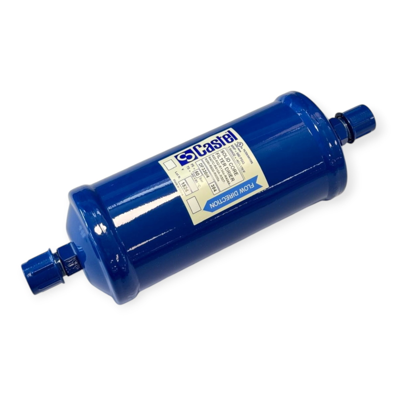 CASTEL DF330/4 FILTRE DÉSHYDRATEUR À CARTOUCHE SOLIDE 1/2" SAE FLARE 50 BAR POUR RÉFRIGÉRATION