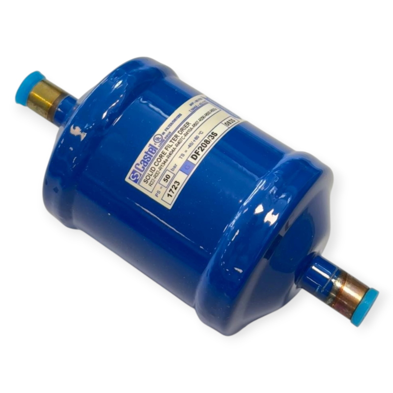 CASTEL DF208/3S FILTRE DÉSHYDRATEUR ANTI-ACIDE À CARTOUCHE SOLIDE 3/8" ODS 50 BAR POUR RÉFRIGÉRATION