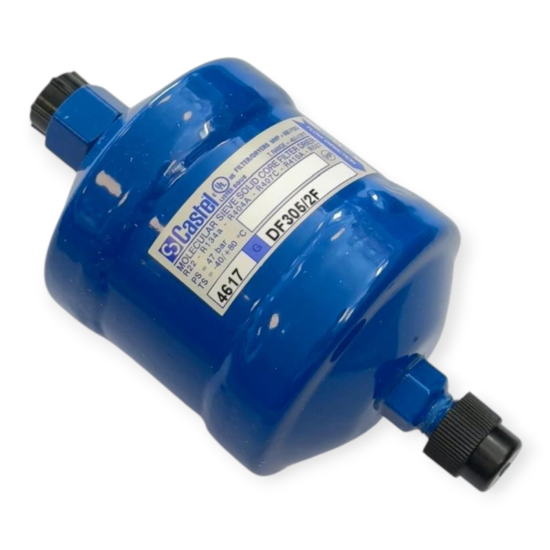 CASTEL DF305/2F FILTRE DÉSHYDRATEUR À CARTOUCHE SOLIDE 1/4" SAE FLARE M/F 50 BAR POUR RÉFRIGÉRATION