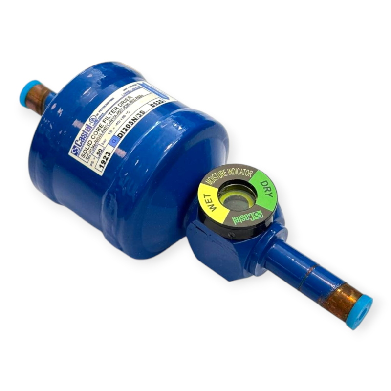 CASTEL DI305N/3S FILTRE DÉSHYDRATEUR AVEC INDICATEUR D’HUMIDITÉ 3/8" ODS 50 BAR POUR RÉFRIGÉRATION