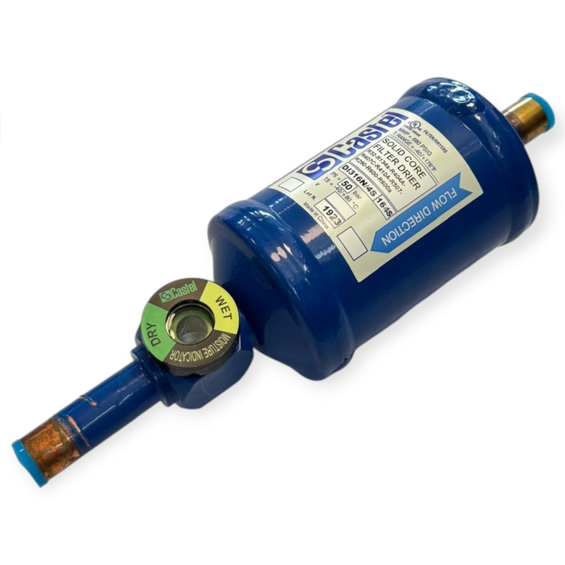 CASTEL DI316N/4S FILTRE DÉSHYDRATEUR AVEC INDICATEUR D’HUMIDITÉ 1/2" ODS 50 BAR POUR RÉFRIGÉRATION