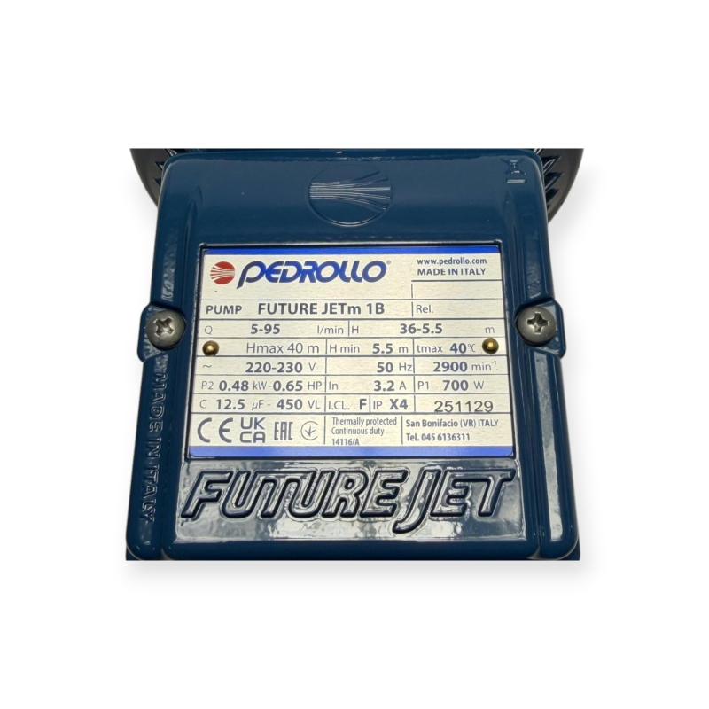 PEDROLLO 46FJ001BA1 FUTURE JETM 1B ELETTROPOMPA AUTOADESCANTE 0,65 HP PER AUTOCLAVE E IRRIGAZIONE
