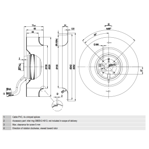 EBMPAPST R2E220-AA40-05 VENTILATORE CENTRIFUGO Ø 220 MM MONTEGRAPPA STUFA PELLET 1040200801
