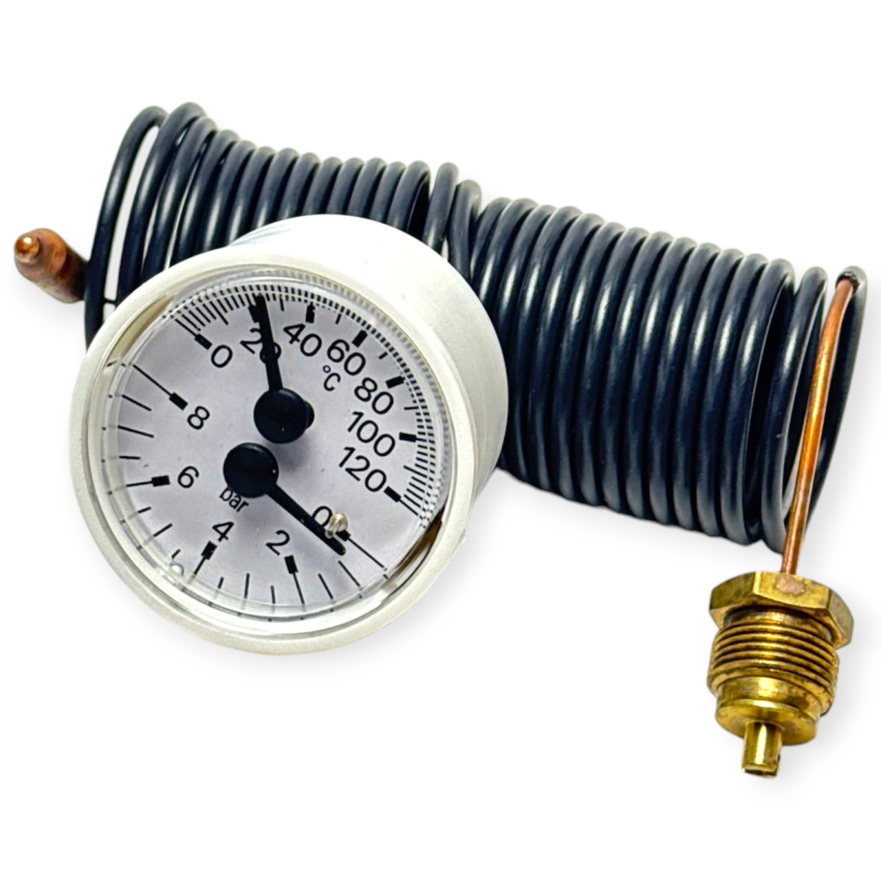 FERROLI 39816100 TERMOIDROMETRO CAPILLARE 0-120°C 0-10 BAR CON BULBO PER CALDAIA