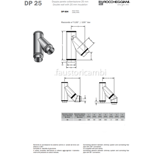 ROCCHEGGIANI DP ACCIAIO INOX Ø 80/130 RACCORDO A TEE 135° DP60480