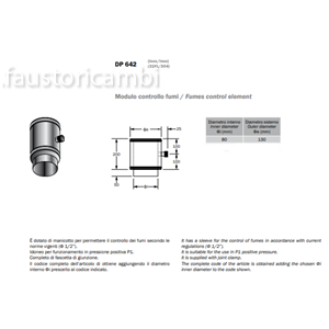 ROCCHEGGIANI DP ACCIAIO INOX Ø 80/130 MODULO PRELIEVO FUMI 1/2 DP64280