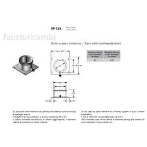 ROCCHEGGIANI DP ACCIAIO INOX Ø 80/130 BASE SCARICO CONDENSA DP61380 