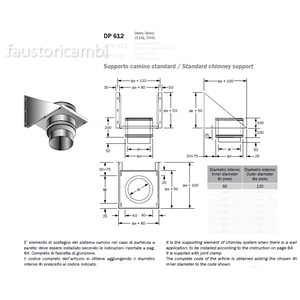 ROCCHEGGIANI DP ACCIAIO INOX Ø 80/130 SUPPORTO CAMINO DP61280