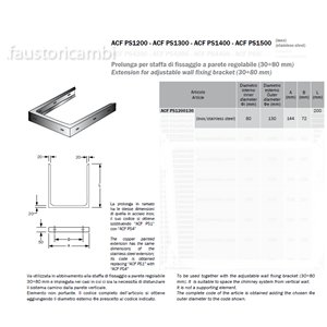ROCCHEGGIANI DP ACCIAIO INOX Ø 80/130 PROLUNGA STAFFA CM 20 PS1200