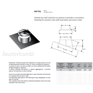 ROCCHEGGIANI DP ACCIAIO INOX Ø 80/130 FALDALE TETTI INCLINATI ACF FI1